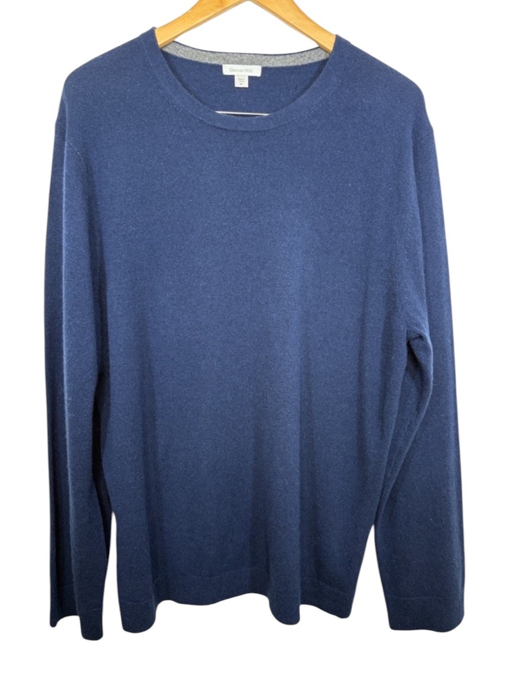 Garnet Hill Navy Cashmere Crewneck Sweater Women Size XL